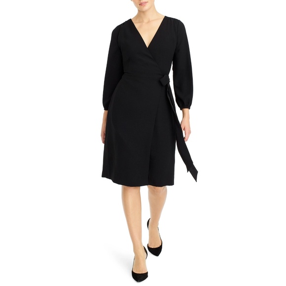 J. Crew Dresses & Skirts - J. Crew Wrap Dress in 365 Crepe - Black, Sz 20